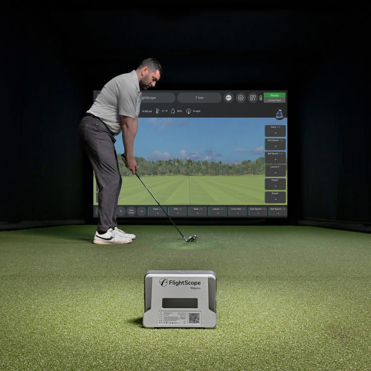 Golf simulator setup for precision swing analysis.