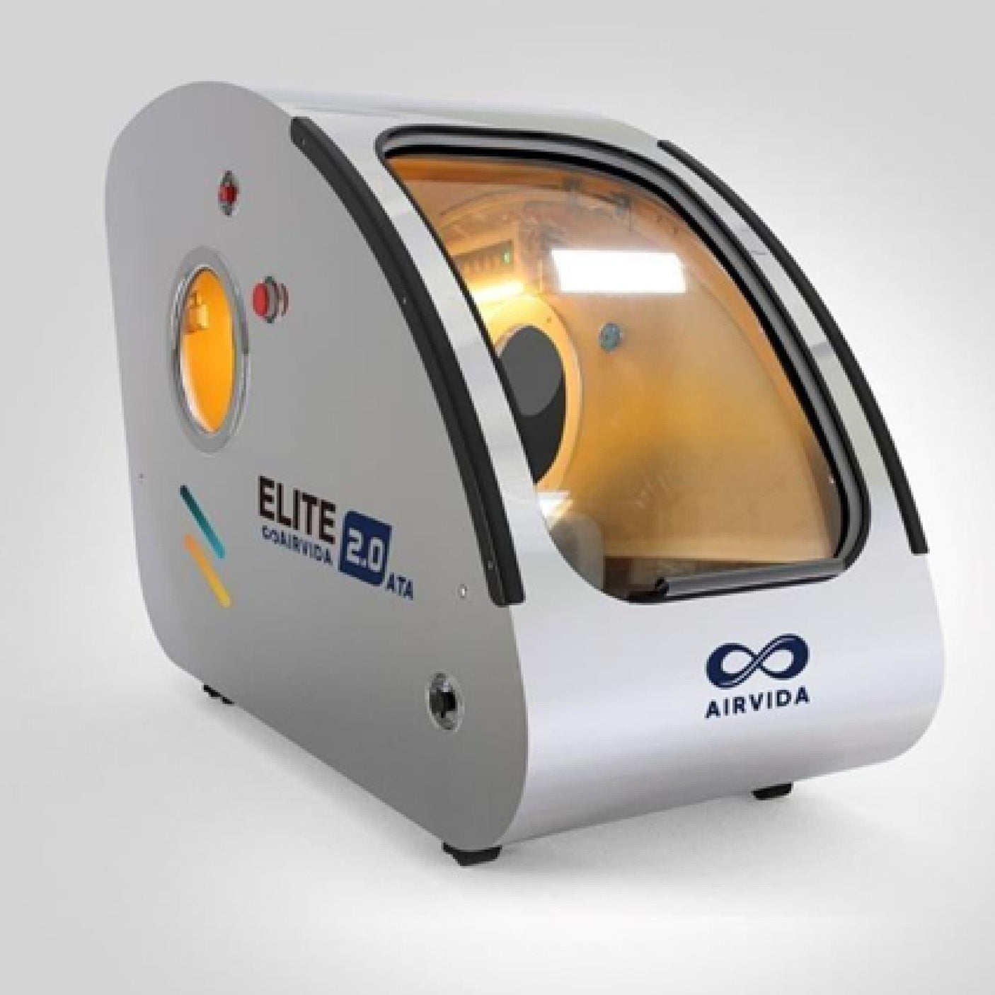 Airvida Elite 1.3–2.0 ATA Hard Shell Sitting Hyperbaric Chamber — Stainless Steel Wellness System