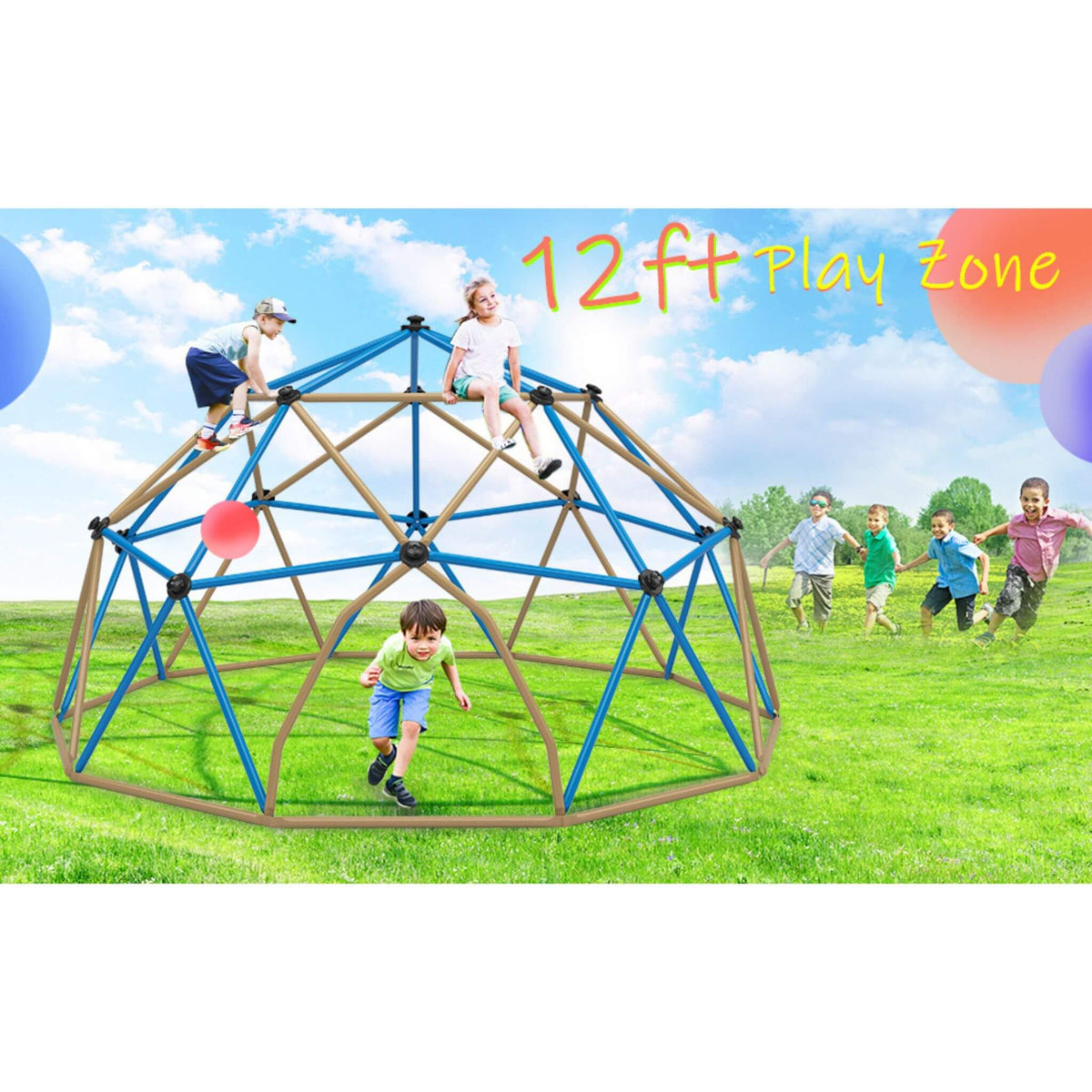13FT Kids Climbing Jungle Gym Geometric Playground Dome Tower, 1000LBS (SAK83512)