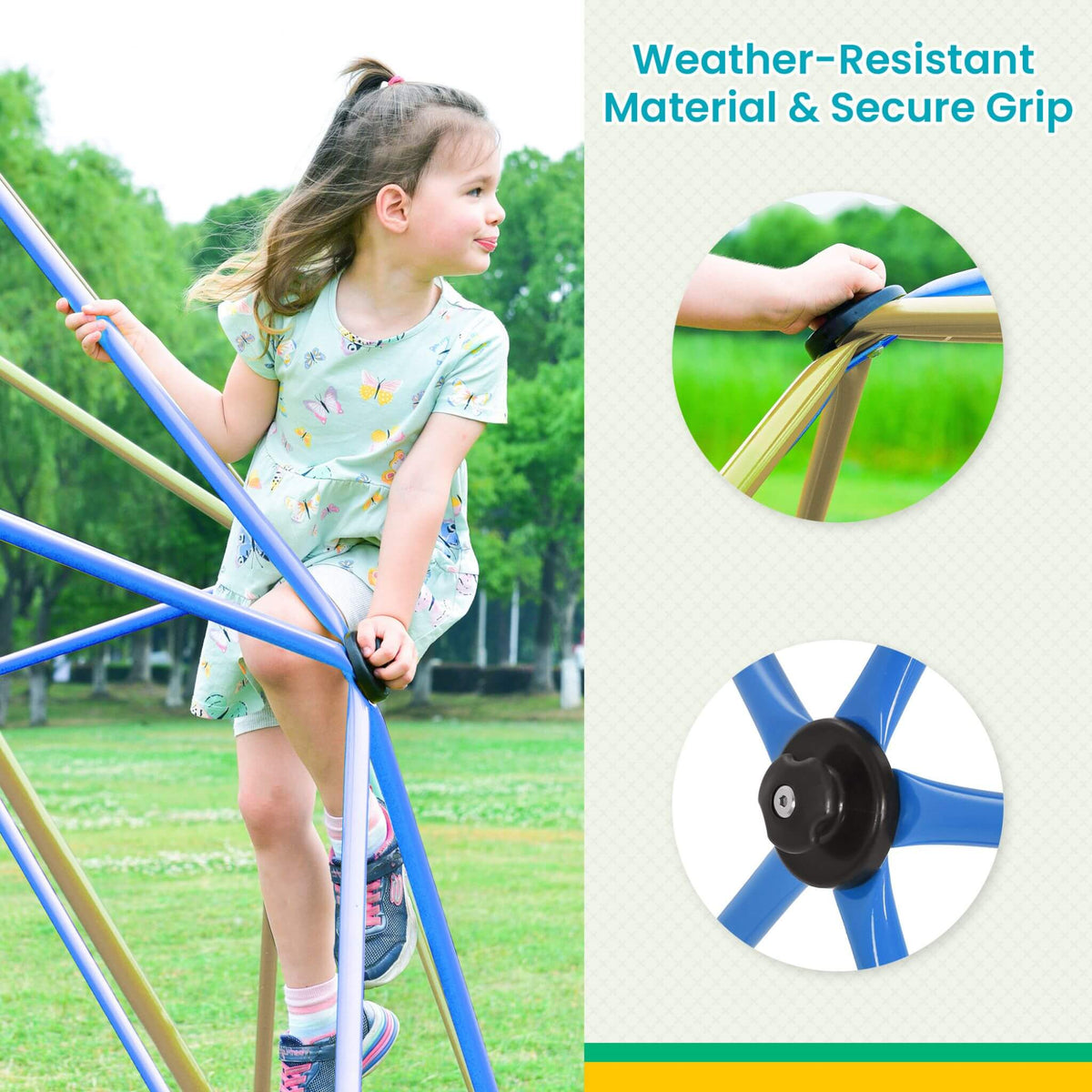 13FT Kids Climbing Jungle Gym Geometric Playground Dome Tower, 1000LBS (SAK83512)