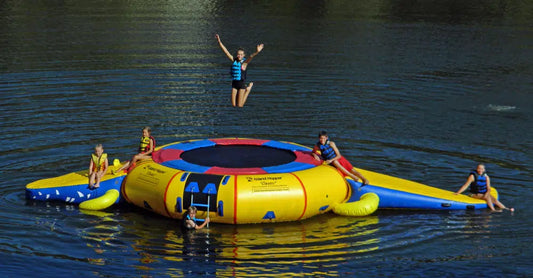 Island Hopper 15' Gator Water Park with Classic Water Trampoline
