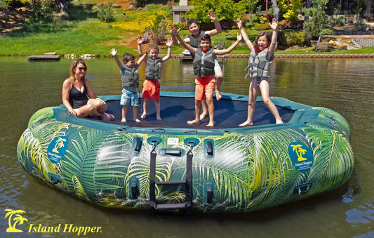 Island Hopper 15' Lakeside Water Bouncer with Tropical Graphics