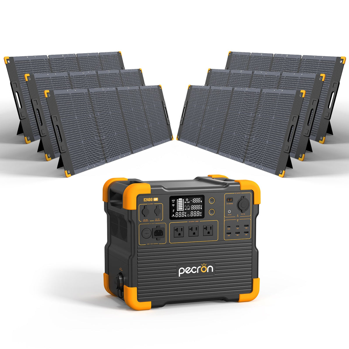PECRON E2400LFP Solar Generator Kit – 2400W, 2048Wh LiFePO4, 800W Solar Power