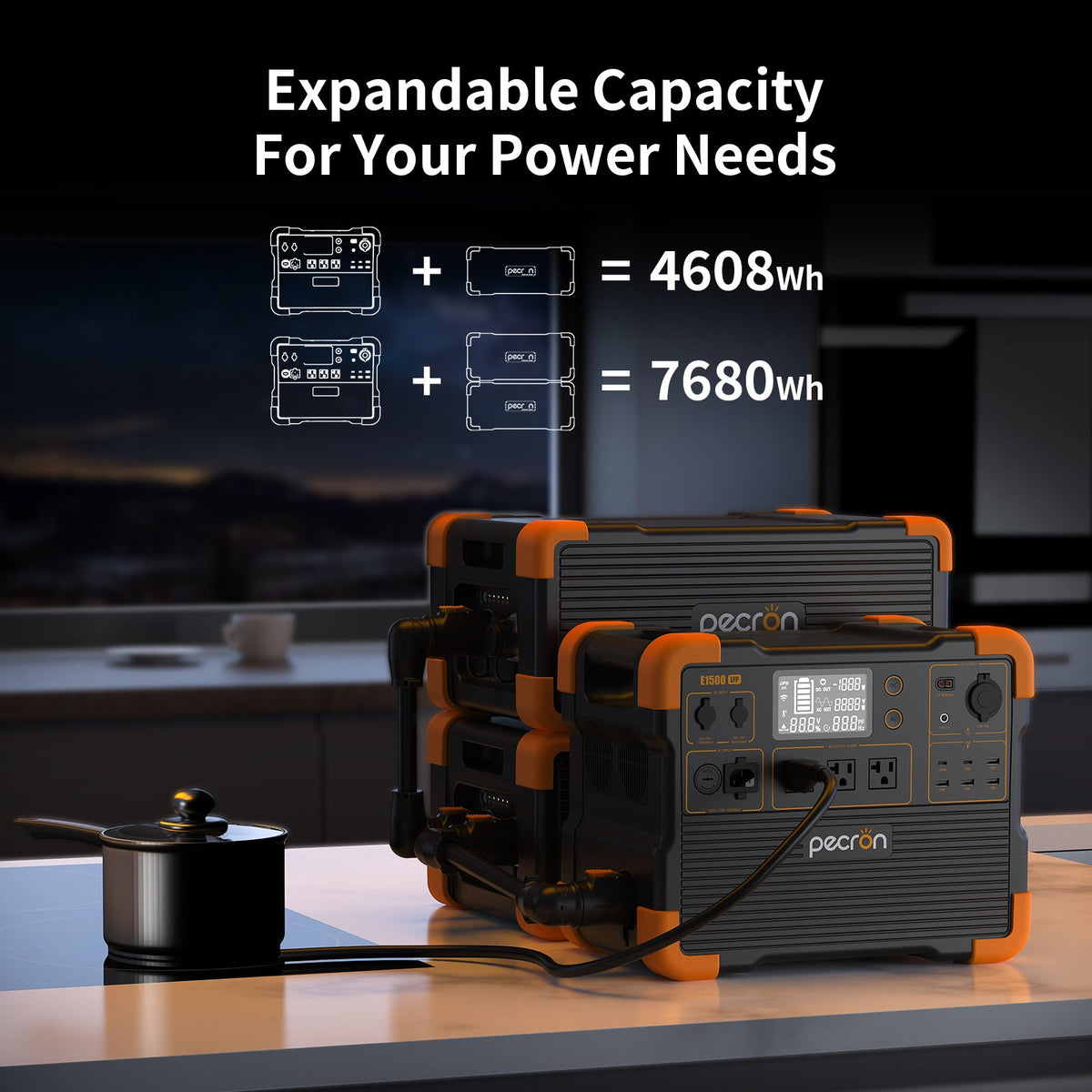 PECRON E1500LFP Portable Power Station – 2200W, 1536Wh LiFePO4, Expandable & Solar-Ready