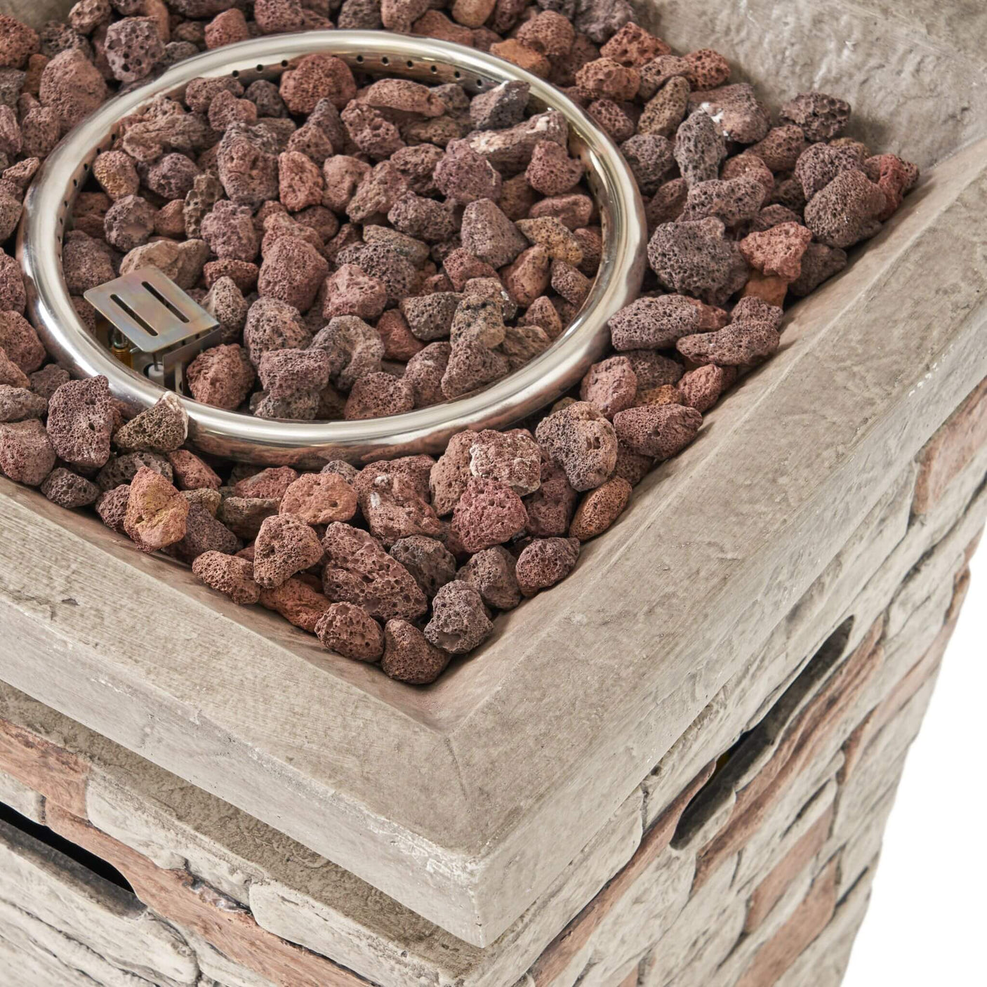 19" Outdoor 40K BTU Natural Stone Fire Column (SAK36771) - Stone Gray