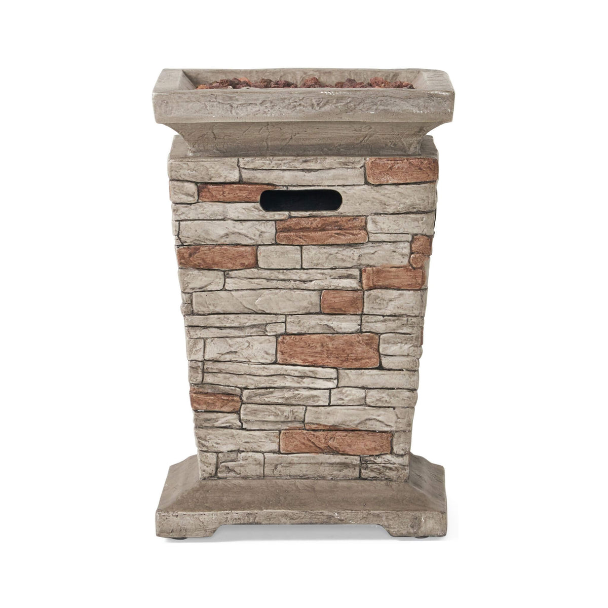 19" Outdoor 40K BTU Natural Stone Fire Column (SAK36771) - Stone Gray