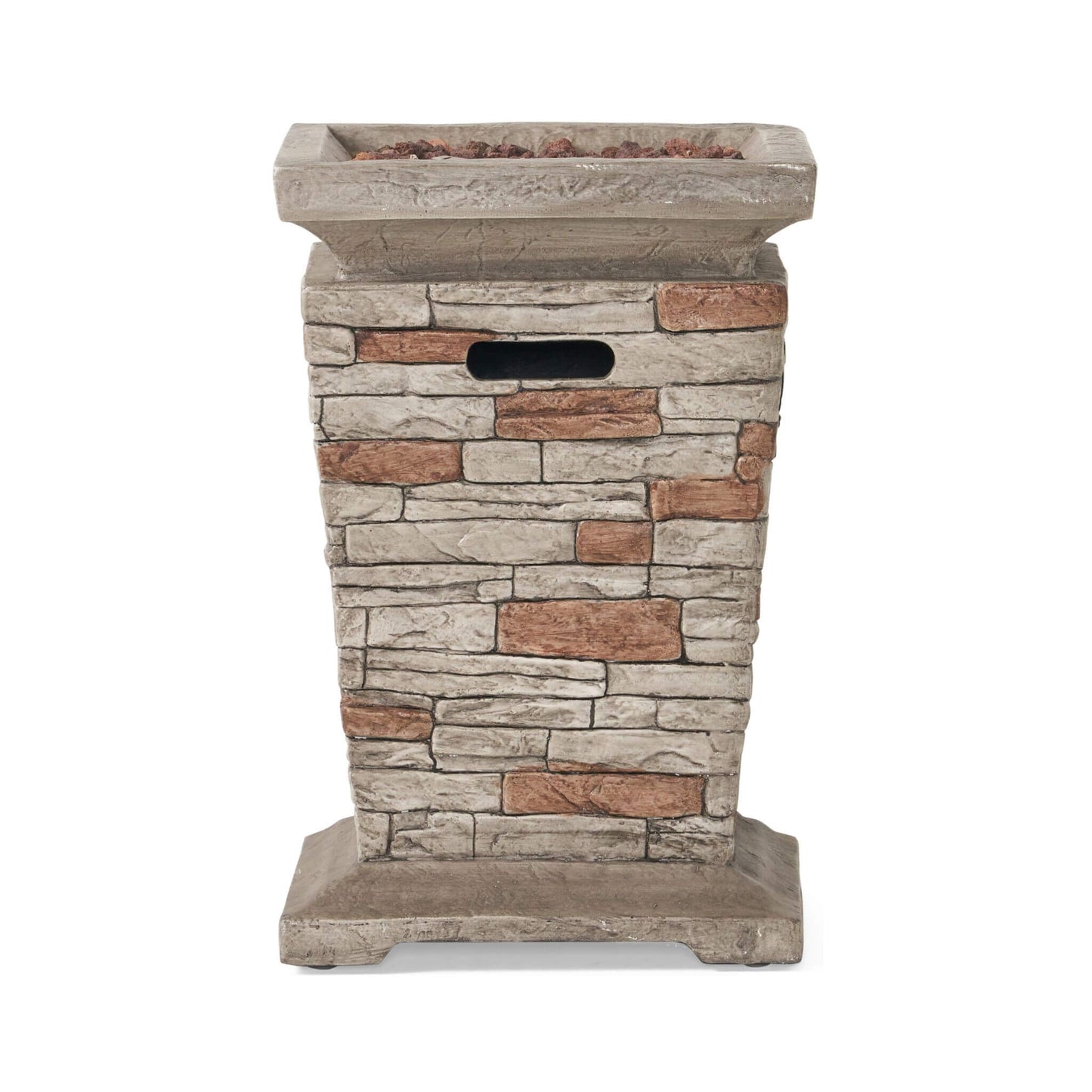 19" Outdoor 40K BTU Natural Stone Fire Column (SAK36771) - Stone Gray