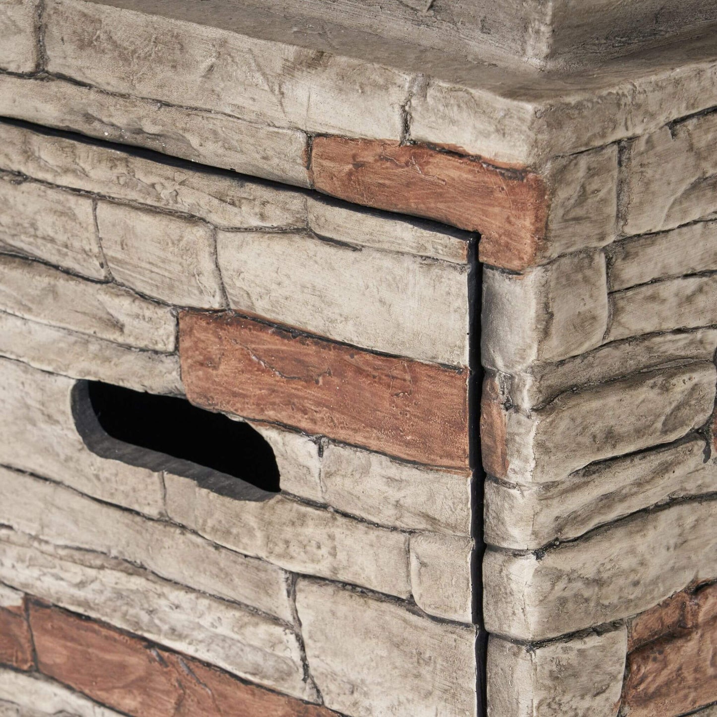 19" Outdoor 40K BTU Natural Stone Fire Column (SAK36771) - Stone Gray