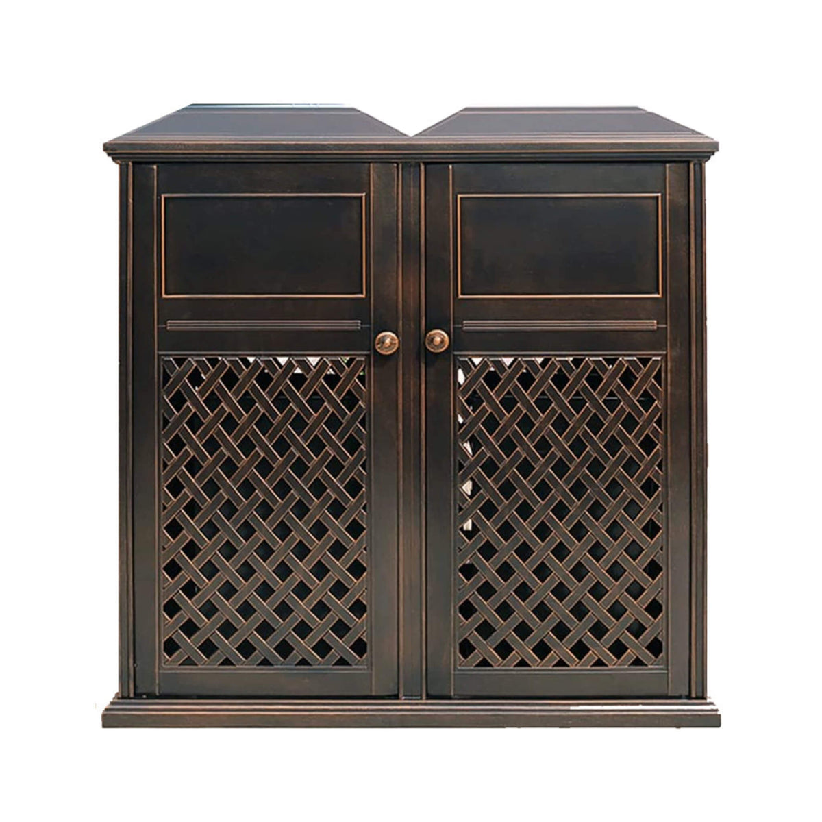 40″ Outdoor Double-Bucket Cast Aluminum Commercial Trash Can with Ashtray