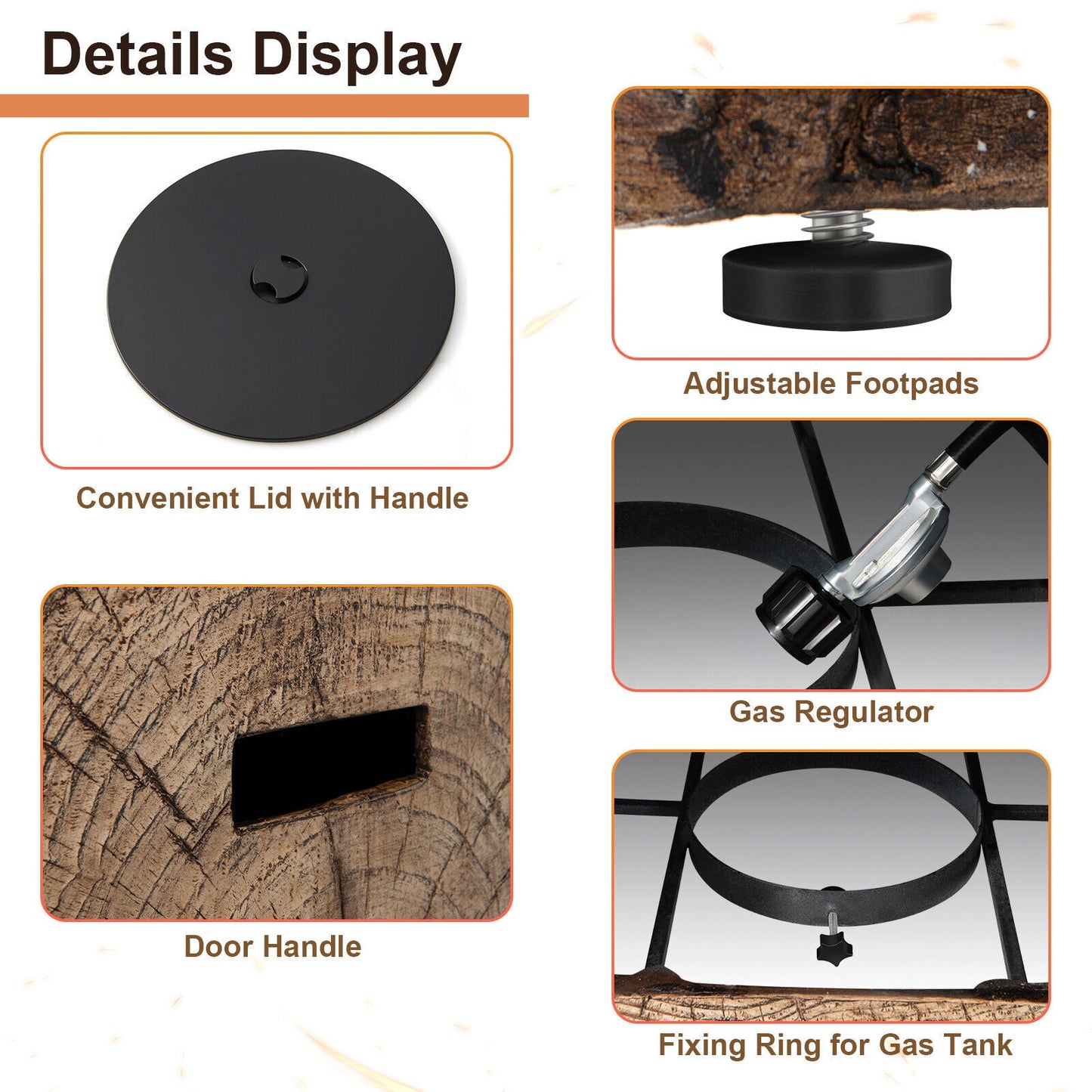 40″ Rectangular Propane Fire Pit Table with Volcanic Rocks & Gas Kit (50K BTU)