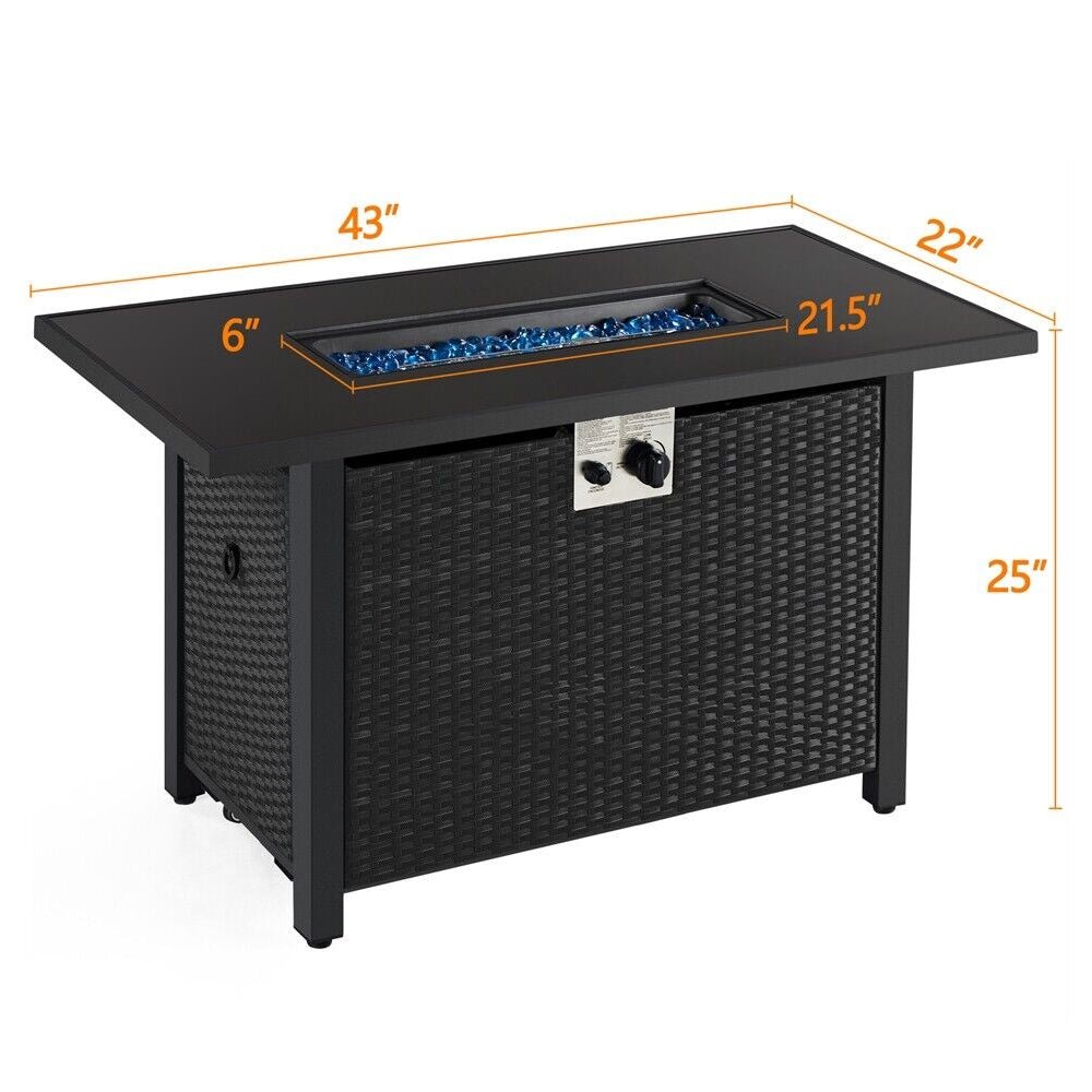 43″ Outdoor Patio Propane Gas Fire Pit Table – 50,000 BTU, Tempered Glass Top & CSA Certified