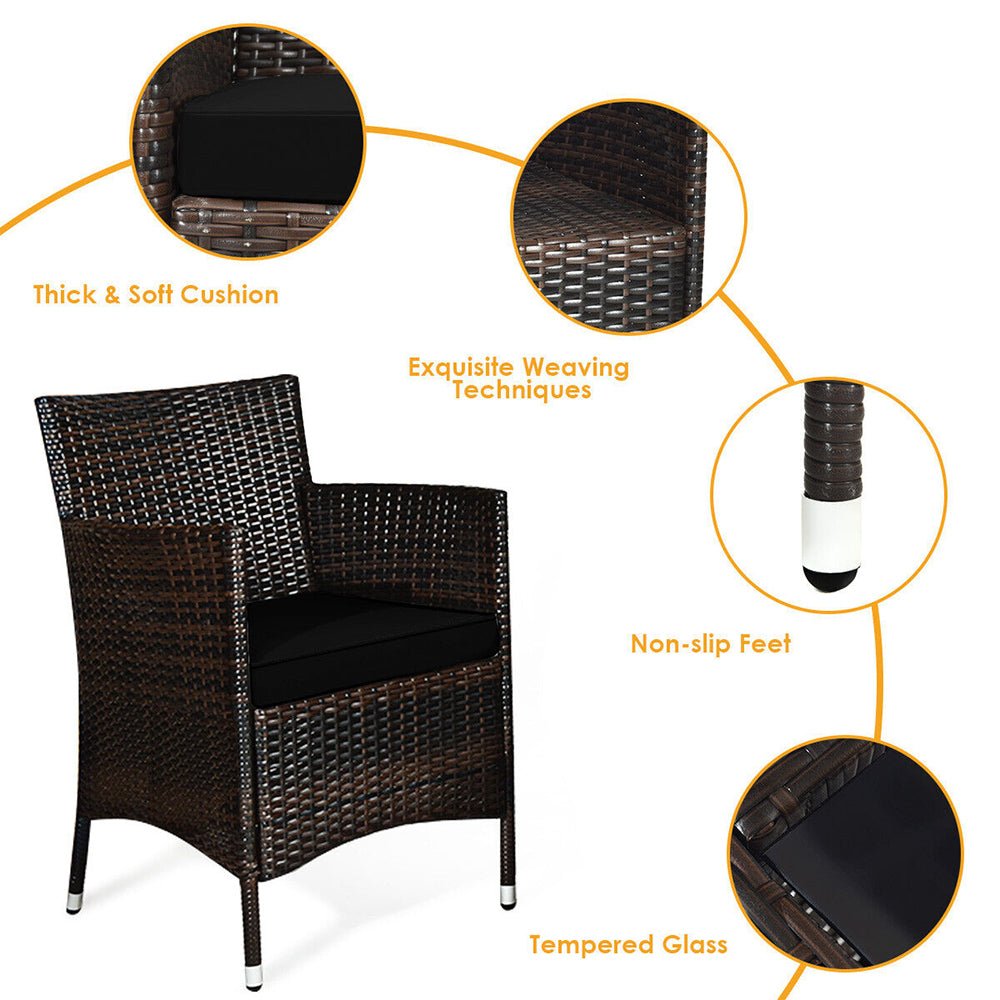Wicker chair with features highlighted on a white background