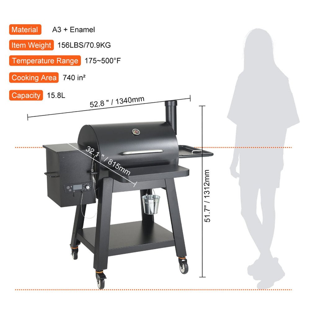 53" Heavy Duty Portable Wood Pellet BBQ Grill With Cart
