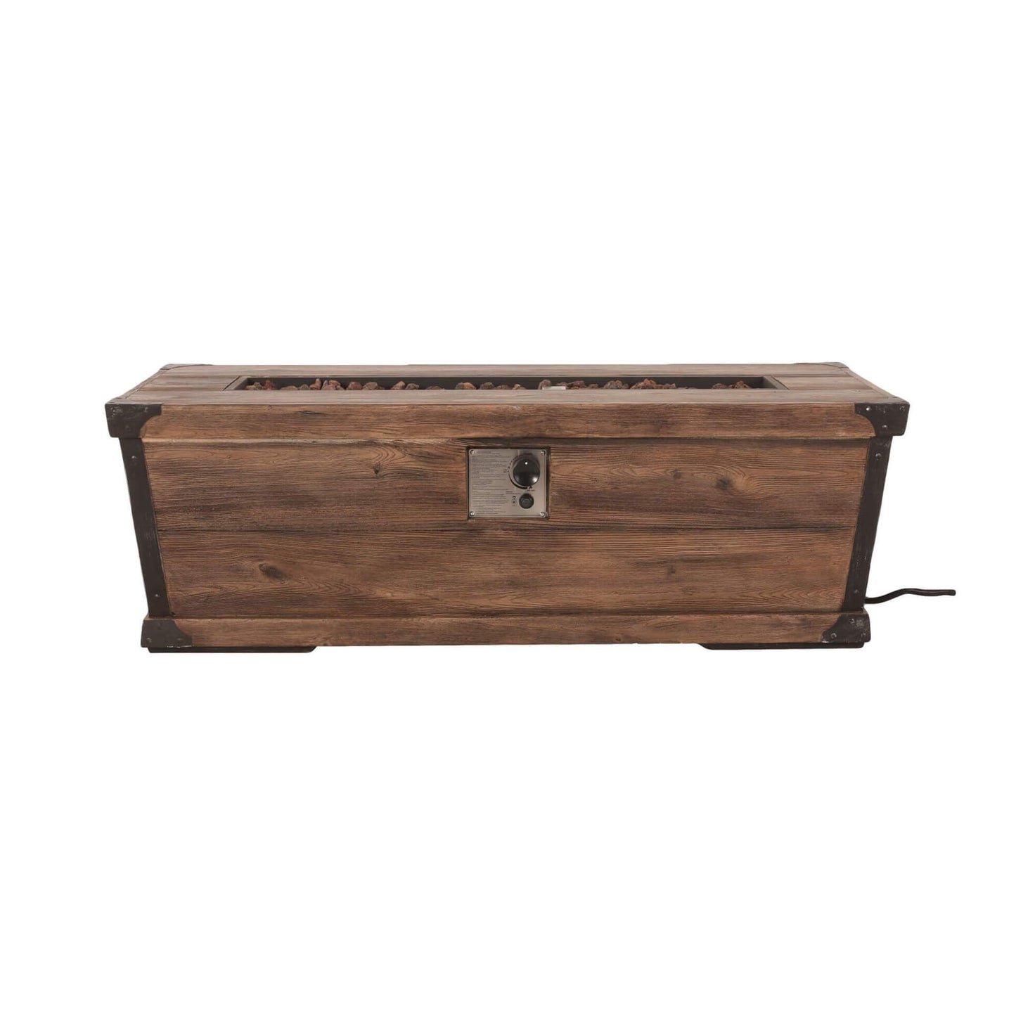 Wooden chest with a lock on a white background