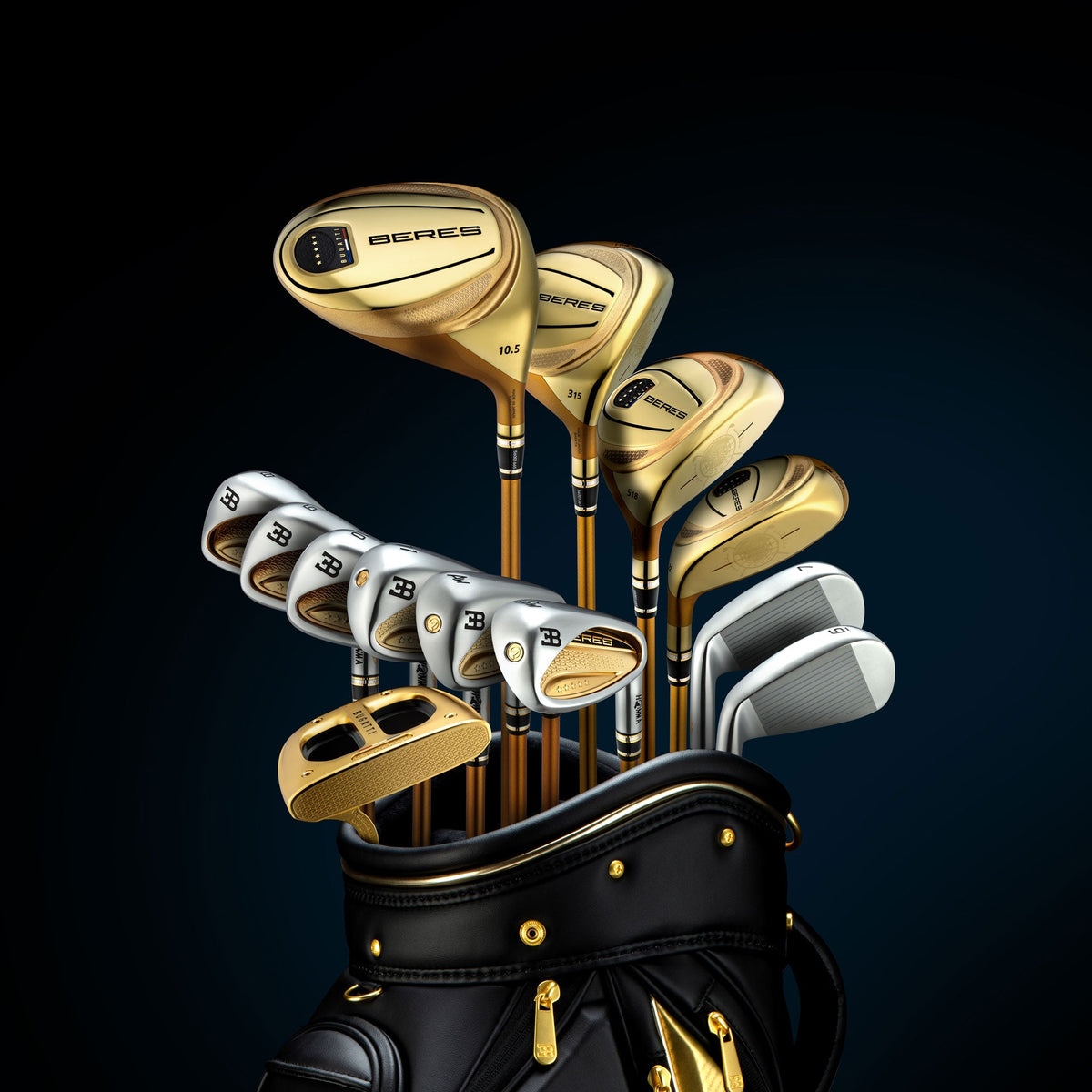 HONMA x Bugatti 5-Star Super Premium Golf Set with clubs and cart bag