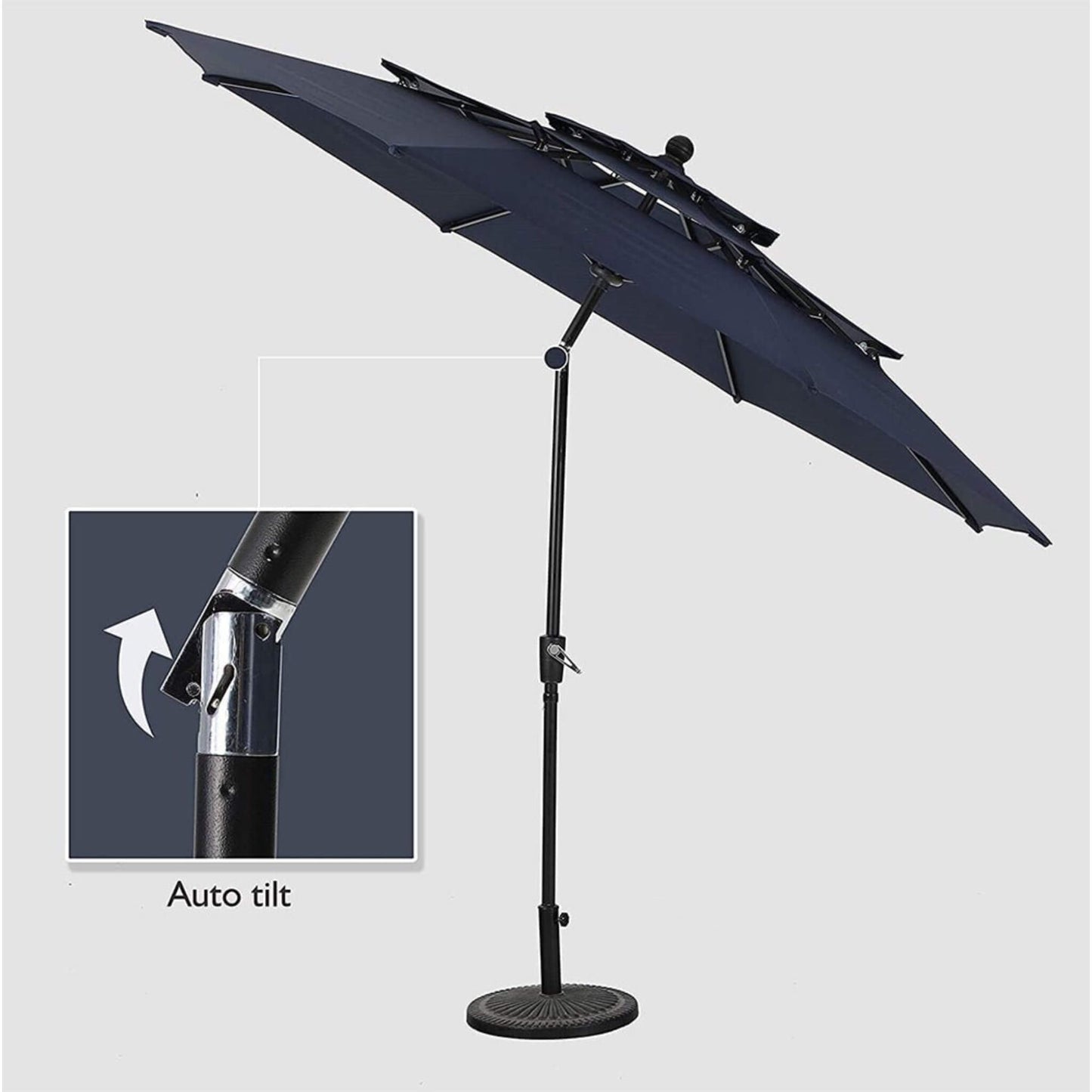 6‑Piece Outdoor Patio Bar Set with Dining Table, Umbrella, and Swivel Bar Stools (umbrella base not included)