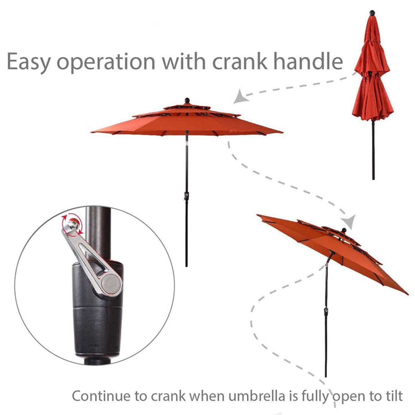 6‑Piece Outdoor Patio Bar Set with Dining Table, Umbrella, and Swivel Bar Stools (umbrella base not included)