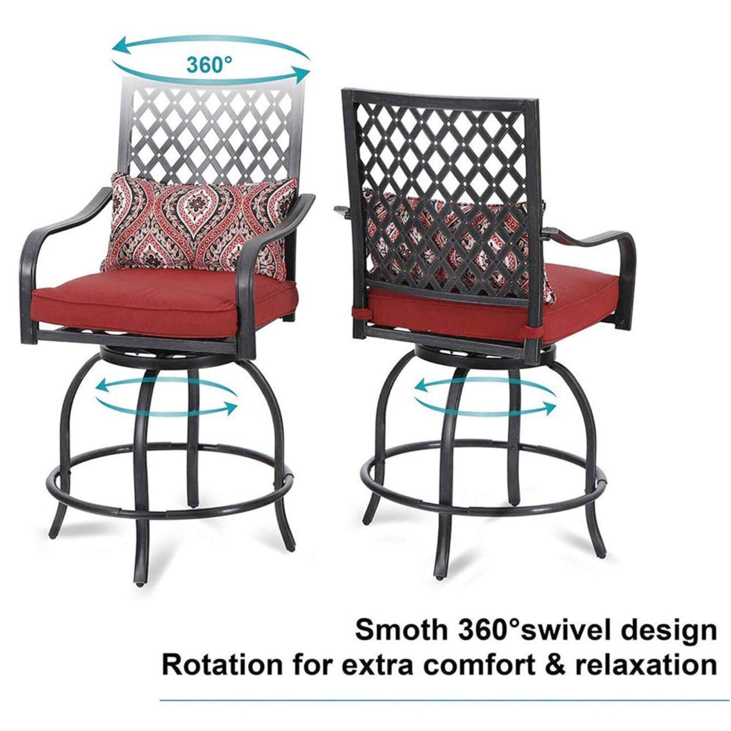 6‑Piece Outdoor Patio Bar Set with Dining Table, Umbrella, and Swivel Bar Stools (umbrella base not included)
