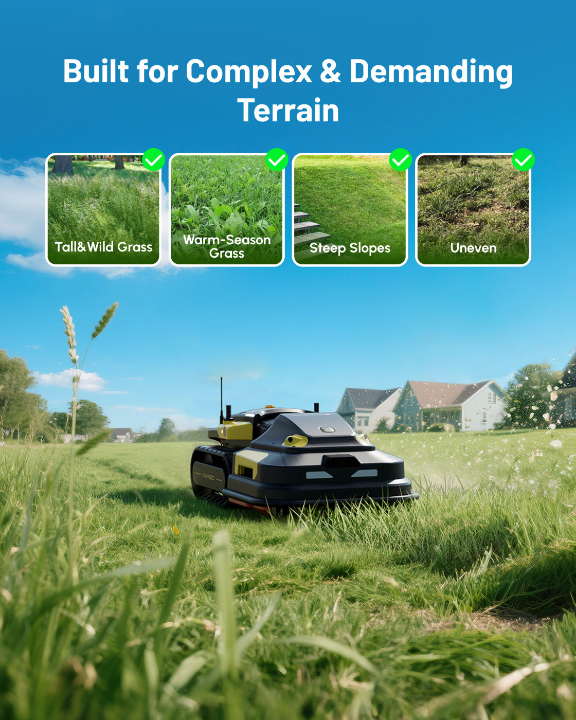 Yarbo Lawn Mower Pro wire-free RTK navigation on a large lawn