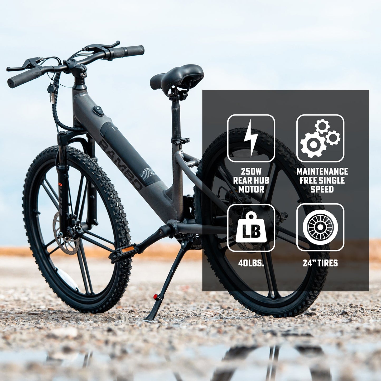 Rambo Kid’s 24" Chameleon Electric Bike – 250W Motor, Up to 16 MPH
