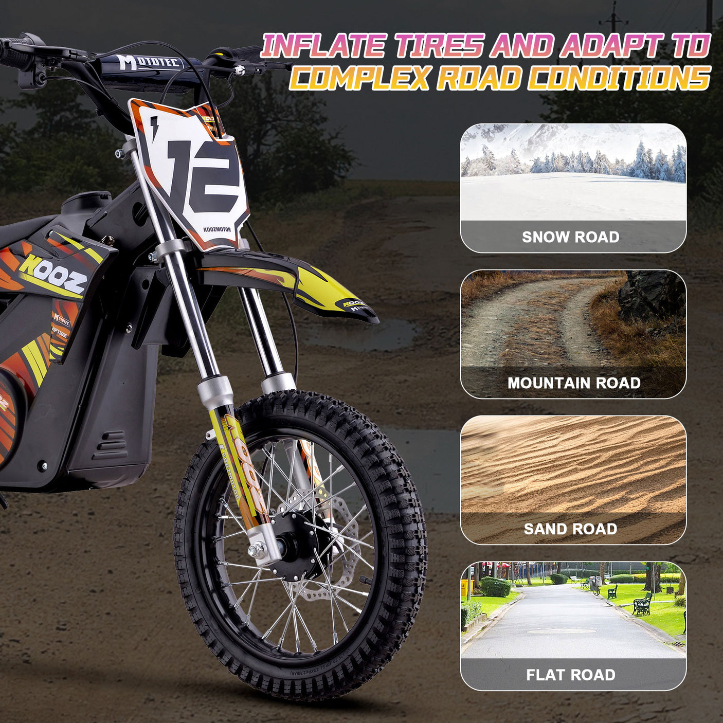 MotoTec 36V 1000W Electric Dirt Bike HP112E – Adjustable 6-18 MPH