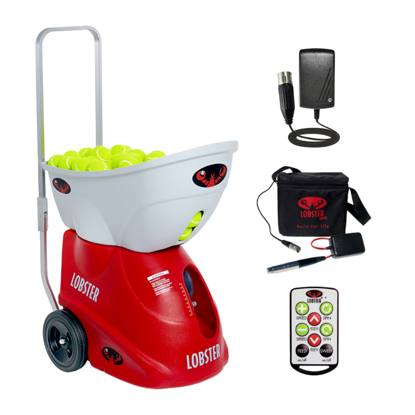 Lobster Sports Elite Three Tennis Ball Machine – Triple Oscillation & 2-Line Drills