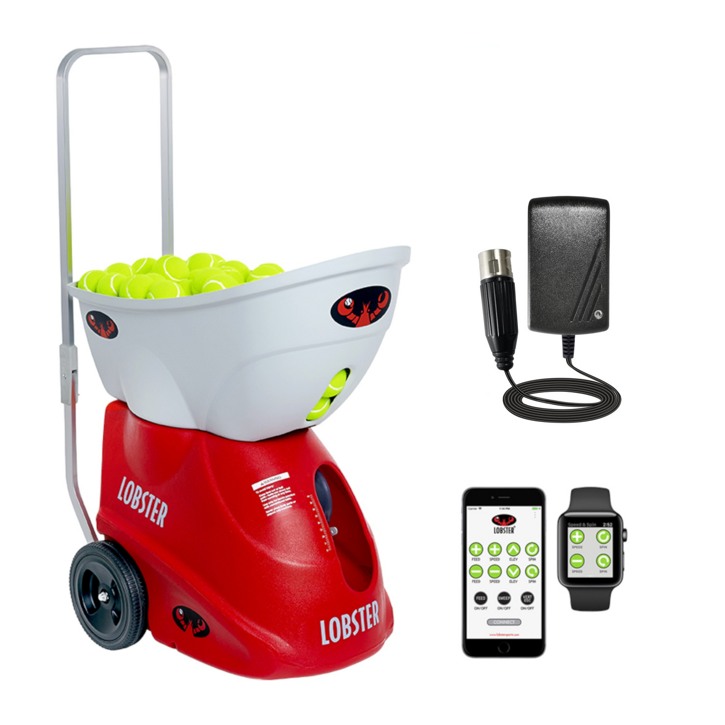 Lobster Sports Elite Three Tennis Ball Machine – Triple Oscillation & 2-Line Drills