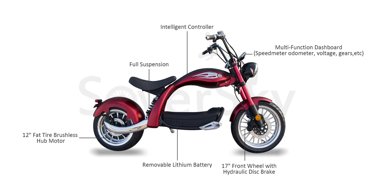 SoverSky M5 Lithium Chopper Fat Tire Scooter - 2000W Powerhouse for Urban & Off-Road