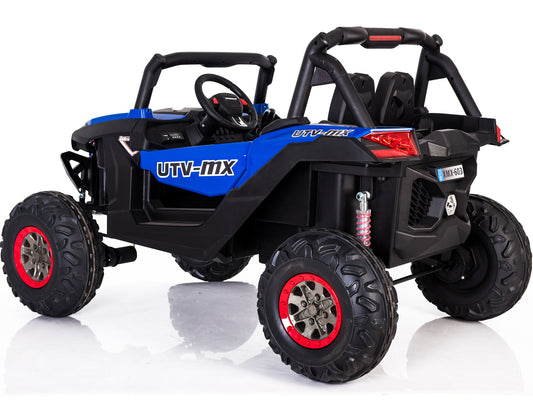 Rear view of MotoTec Mini Moto UTV showing trunk and EVA tires