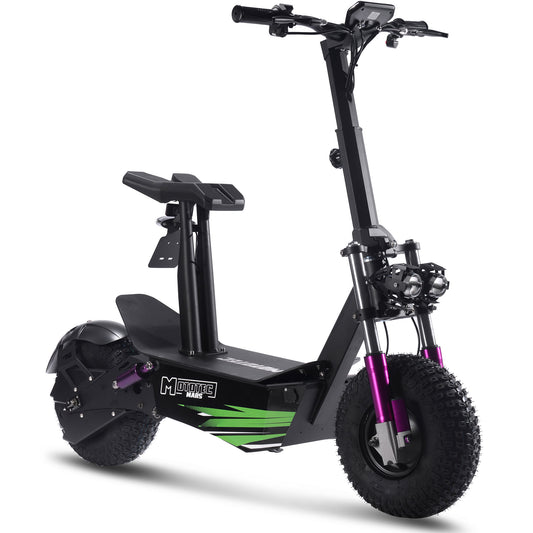 Black MotoTec Mars 48v 2500w Electric Scooter with fat wheels and modern design