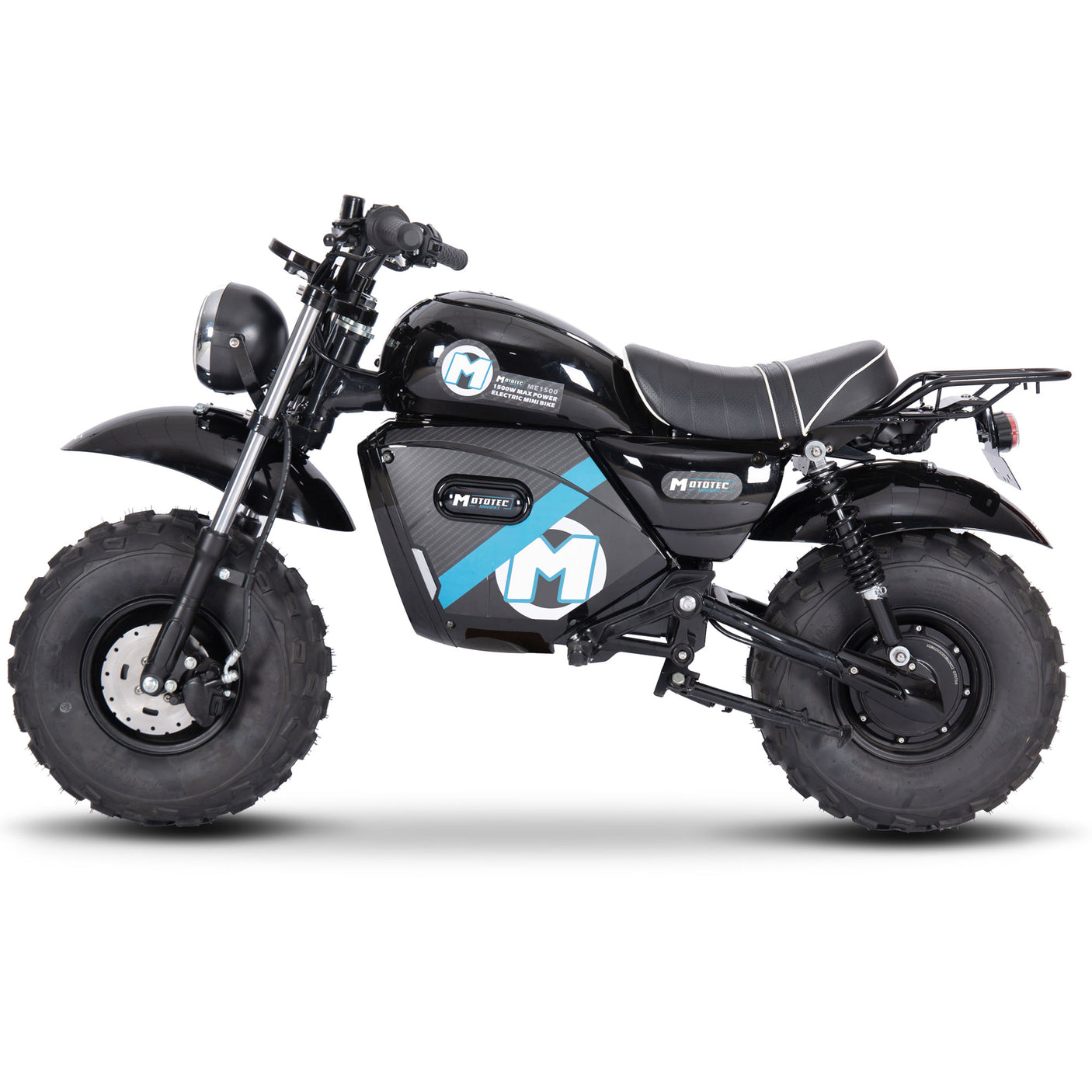 MotoTec 60 V 1500 W Electric-Powered Mini Bike – Black Retro Design with Modern Safety