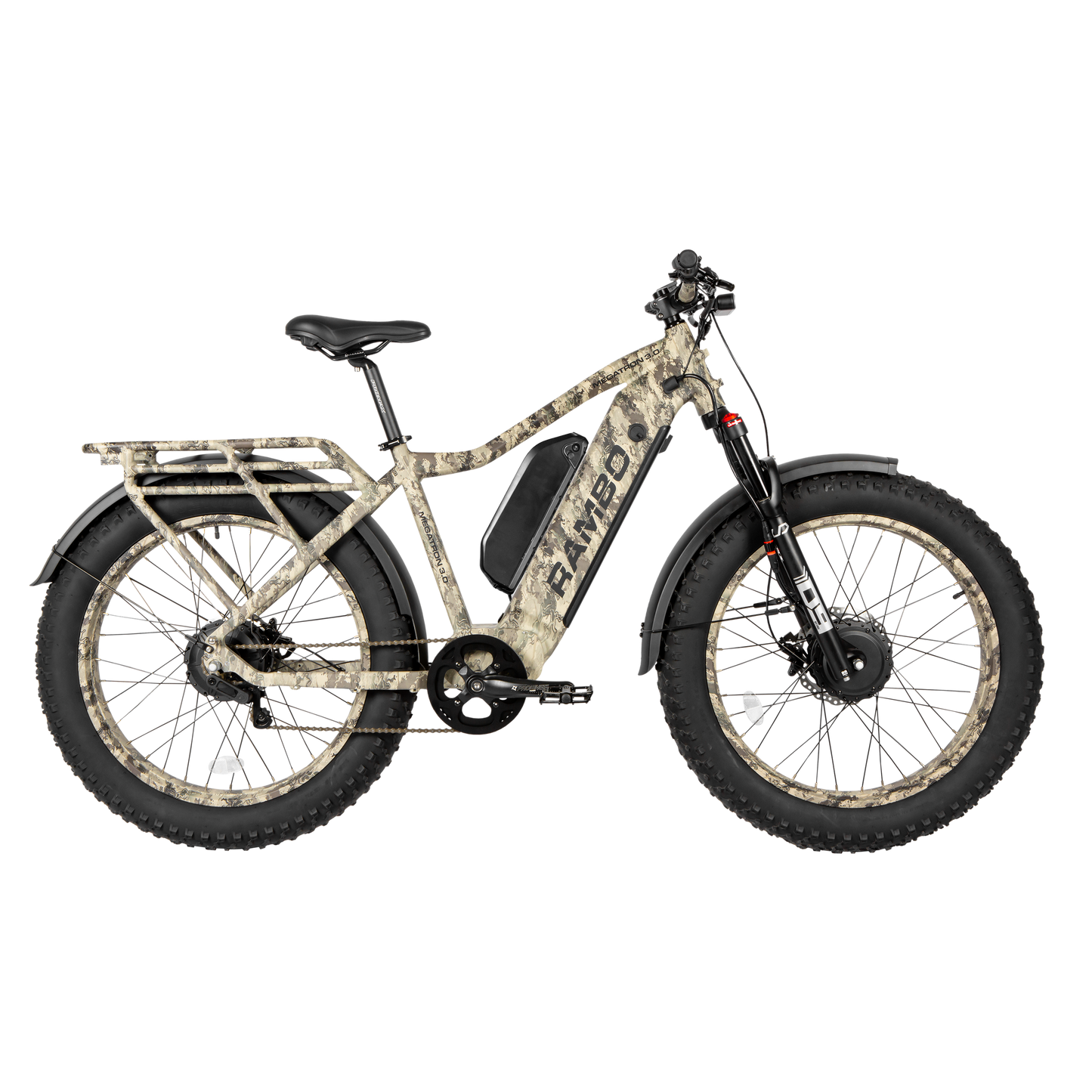 Rambo Megatron 3.0 All-Wheel Drive All-Terrain Fat Tire Electric Bike - 48V 1000W 20Ah hub motor