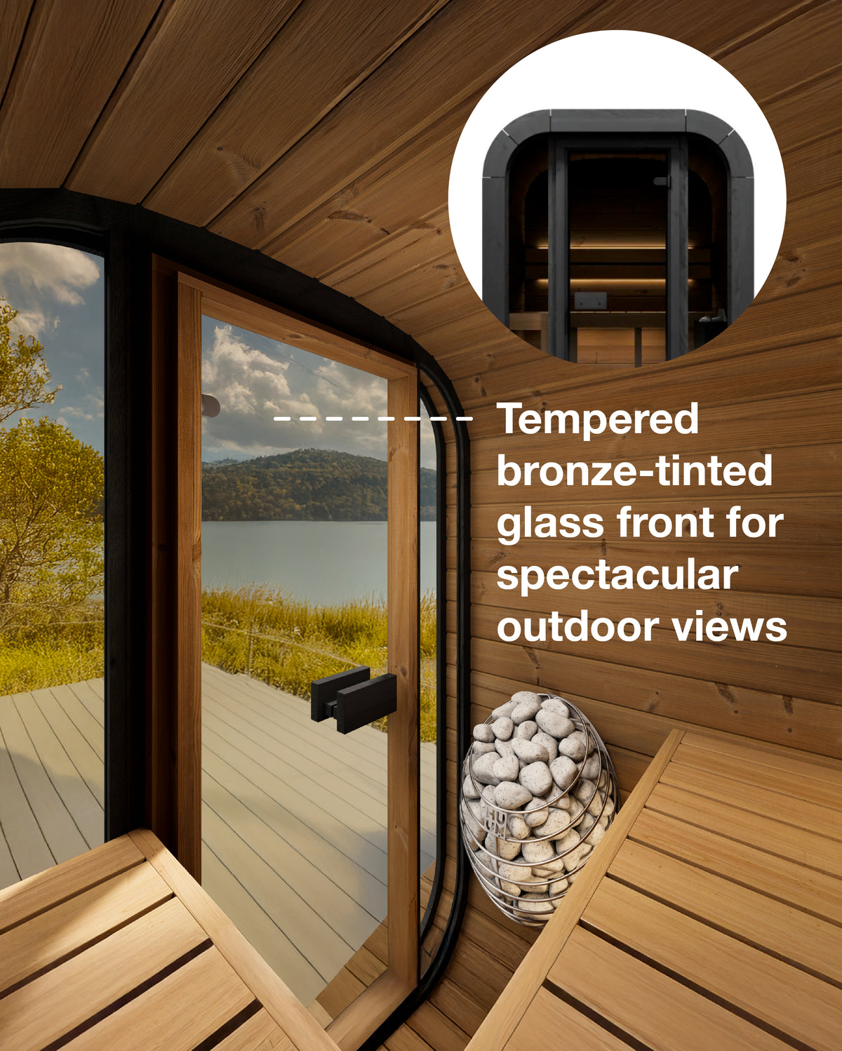 SaunaLife CL3G 2-Person Outdoor Sauna Kit — SL CL3G Feature Glass Front