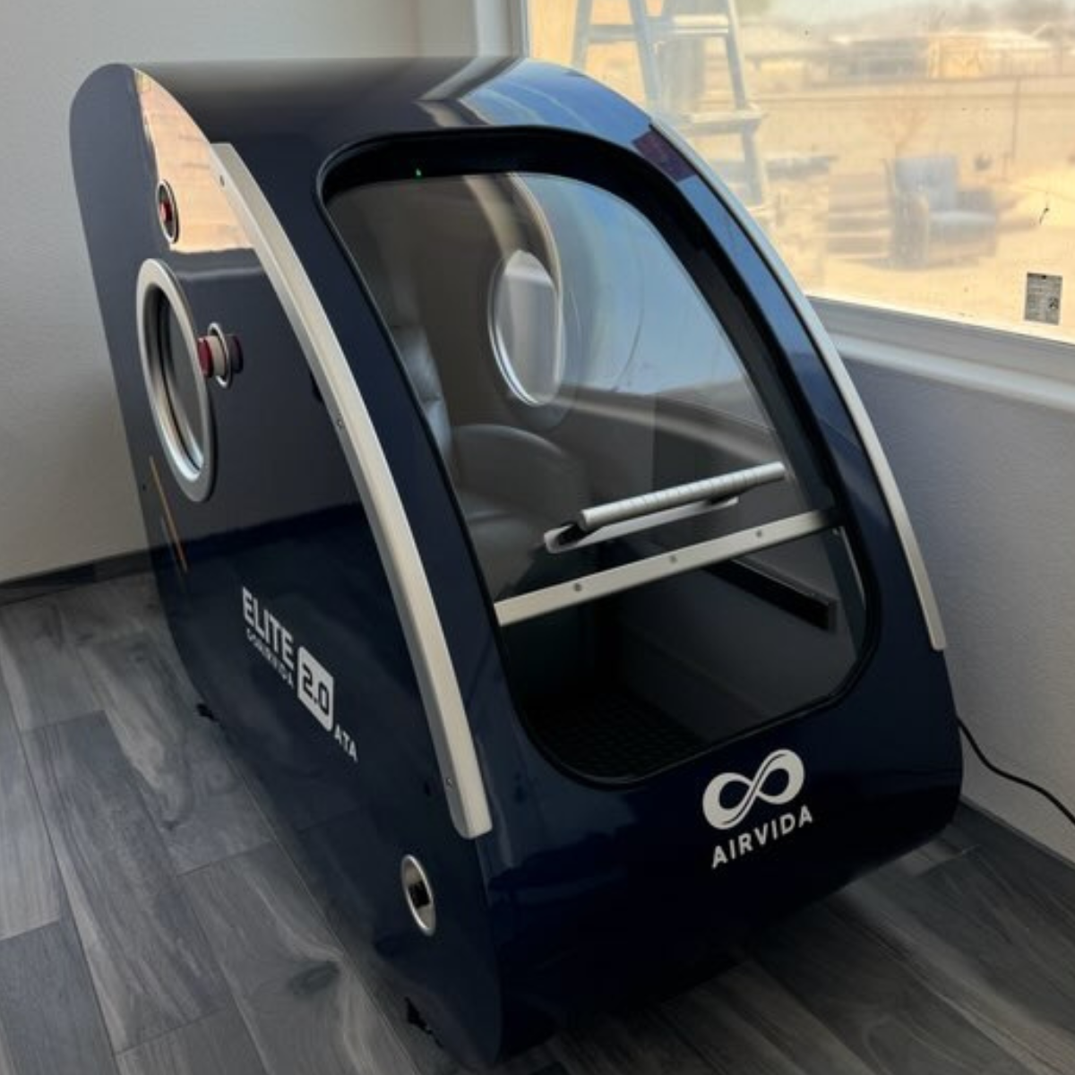 Airvida Elite 1.3–2.0 ATA Hard Shell Sitting Hyperbaric Chamber — Stainless Steel Wellness System