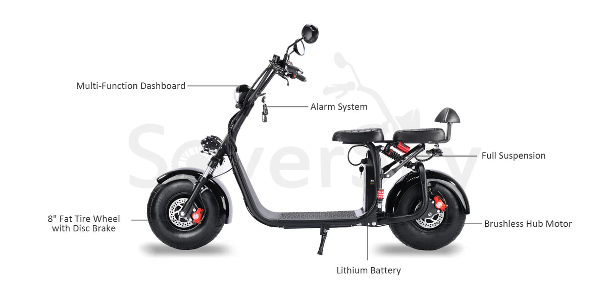 SoverSky X7 2000W Electric Fat Tire Citycoco Scooter – Up to 30 mph