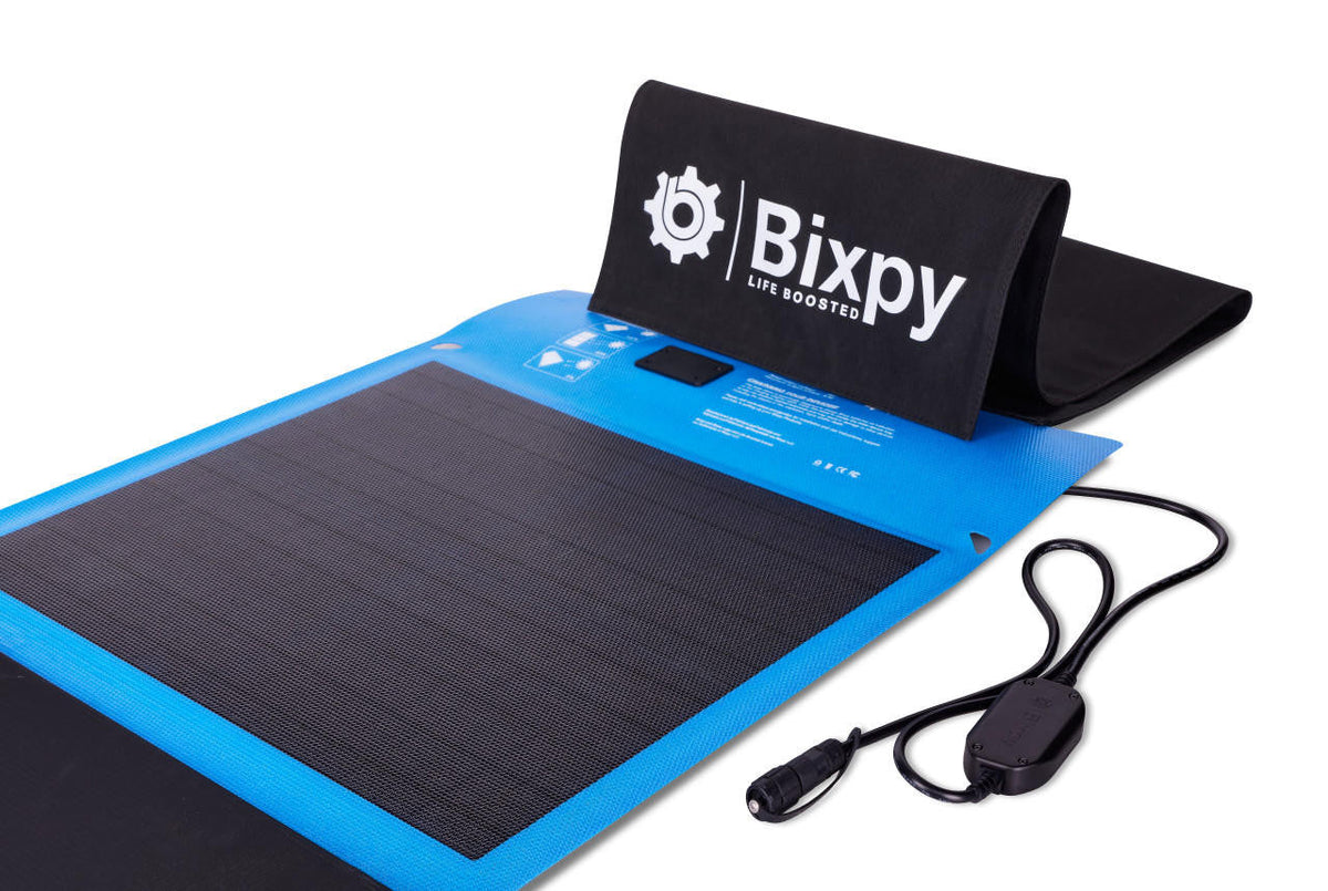 Close-up of Bixpy SUN80 barrel connector and anchor points