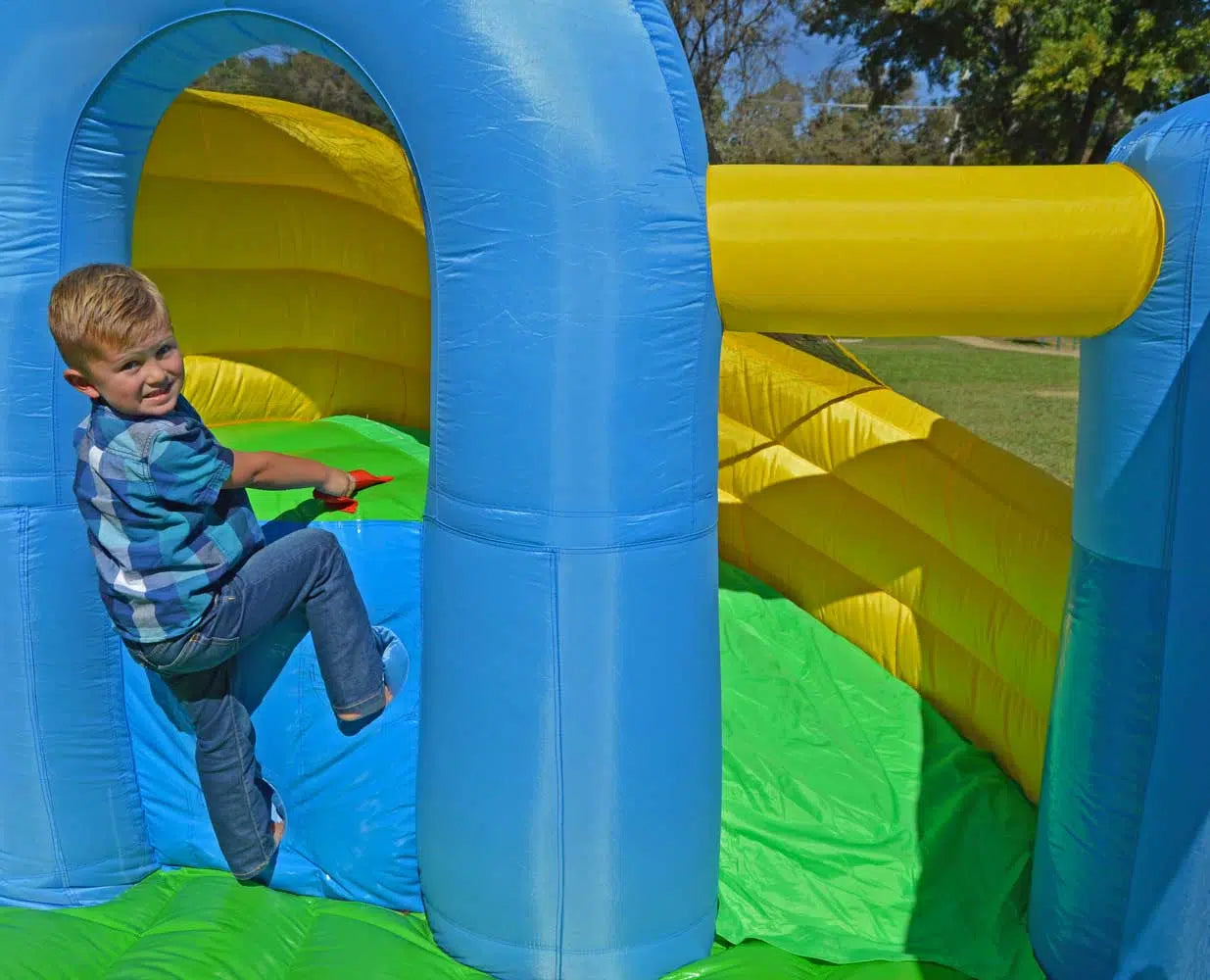 Island Hopper Curved Double Slide Inflatable Bounce House