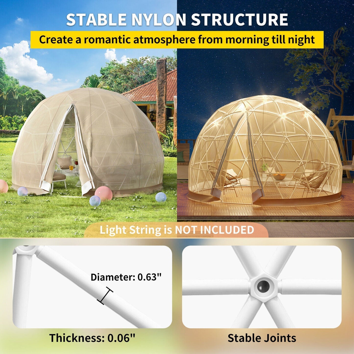 Extra Large 12FT Outdoor Igloo Garden Greenhouse Dome Tent – All‑Weather, UV‑Resistant, 10‑Person Capacity