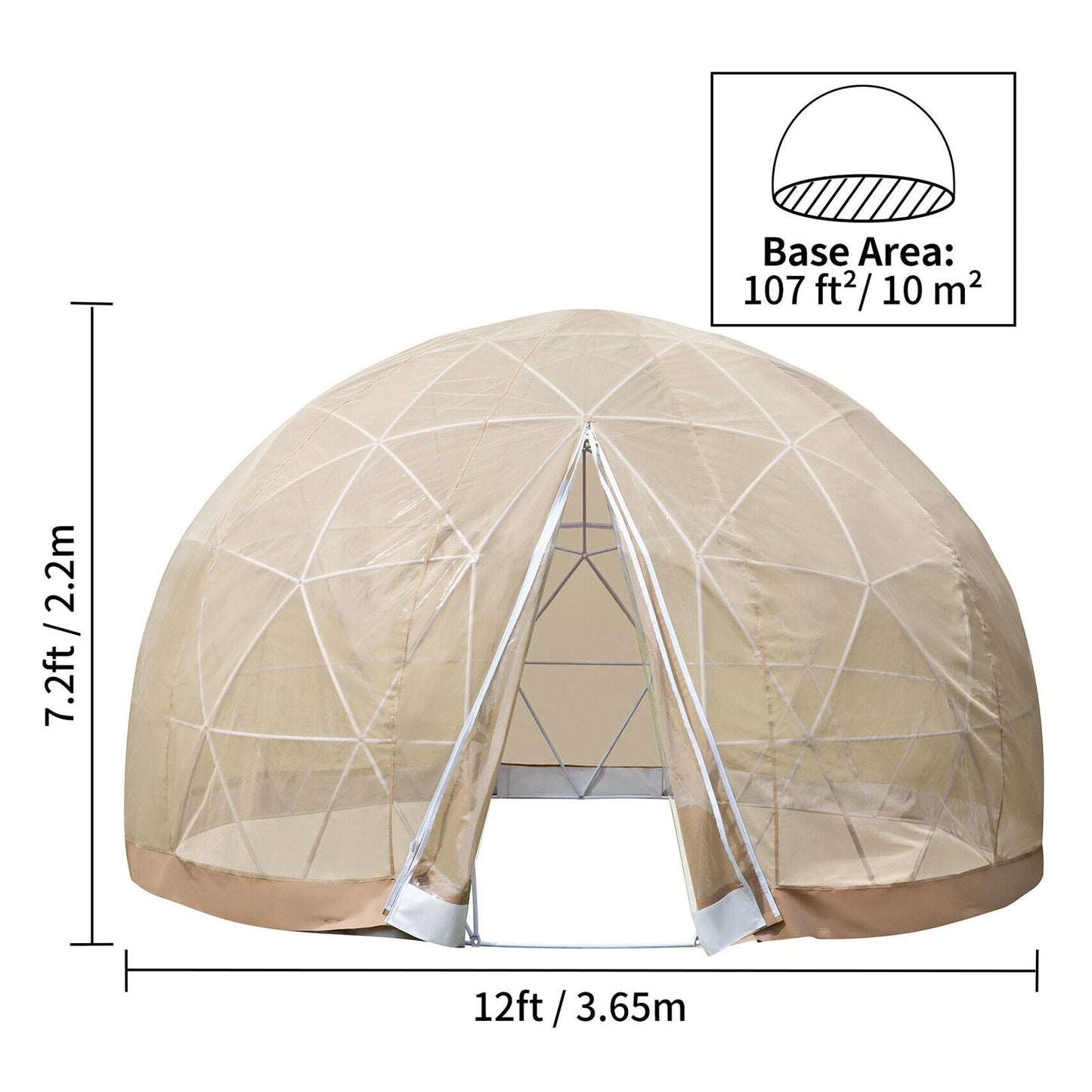 Extra Large 12FT Outdoor Igloo Garden Greenhouse Dome Tent – All‑Weather, UV‑Resistant, 10‑Person Capacity