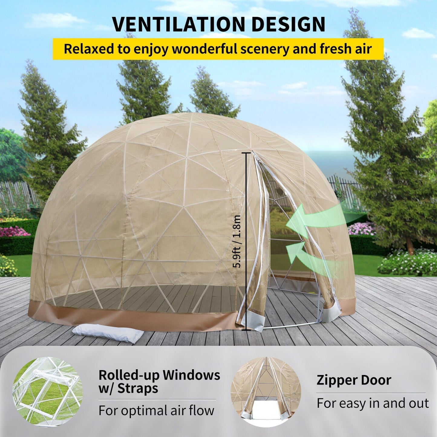 Extra Large 12FT Outdoor Igloo Garden Greenhouse Dome Tent – All‑Weather, UV‑Resistant, 10‑Person Capacity