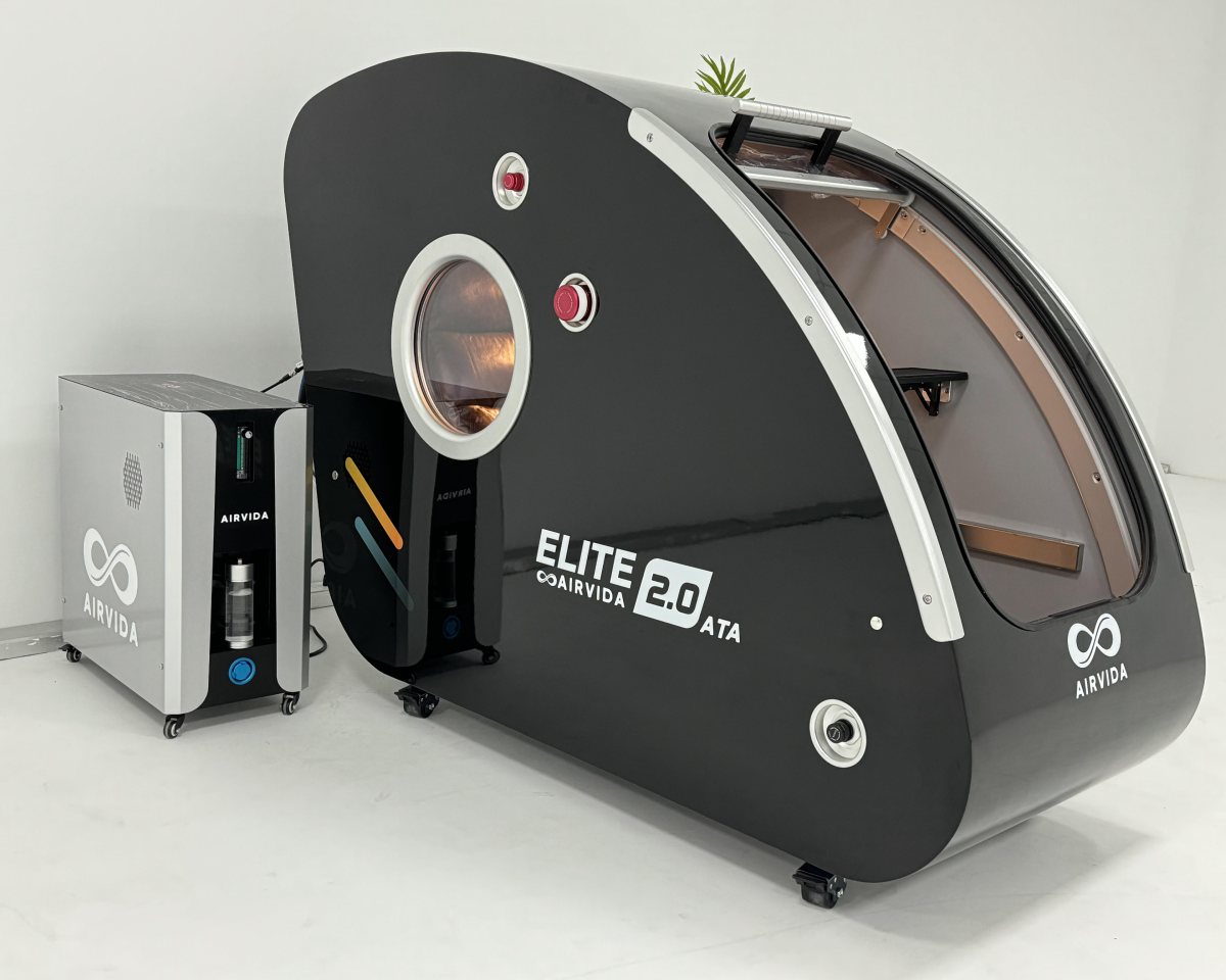 Airvida Elite 1.3–2.0 ATA Hard Shell Sitting Hyperbaric Chamber — Stainless Steel Wellness System