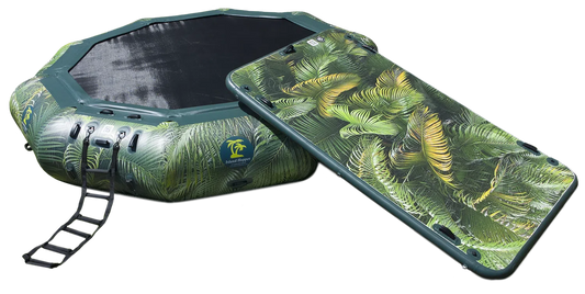 Island Hopper 15' Lakeside Water Bouncer Water Park with Platform/Slide