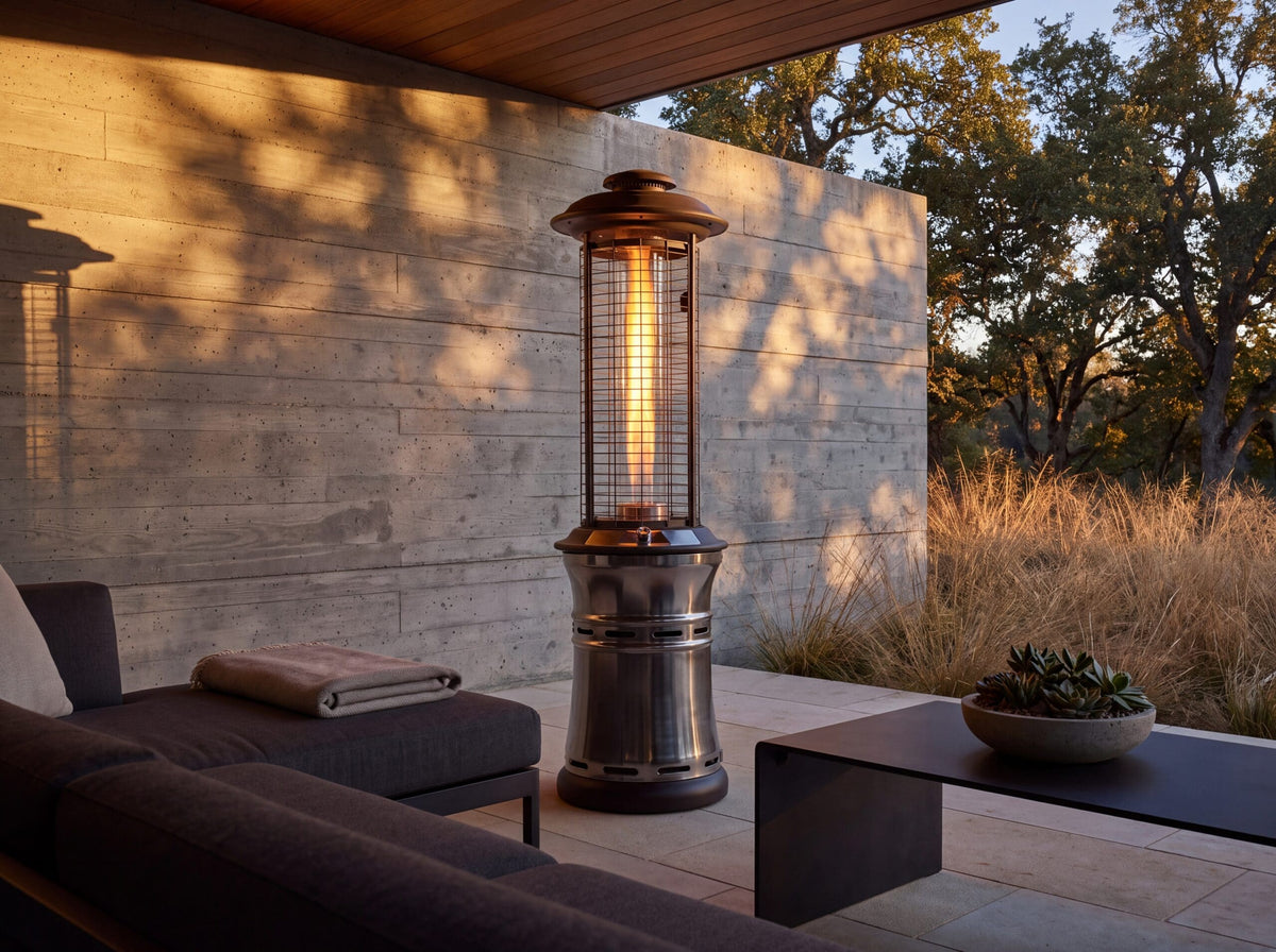 Lava Heat Italia Ember Collapsible patio heater in an outdoor setting