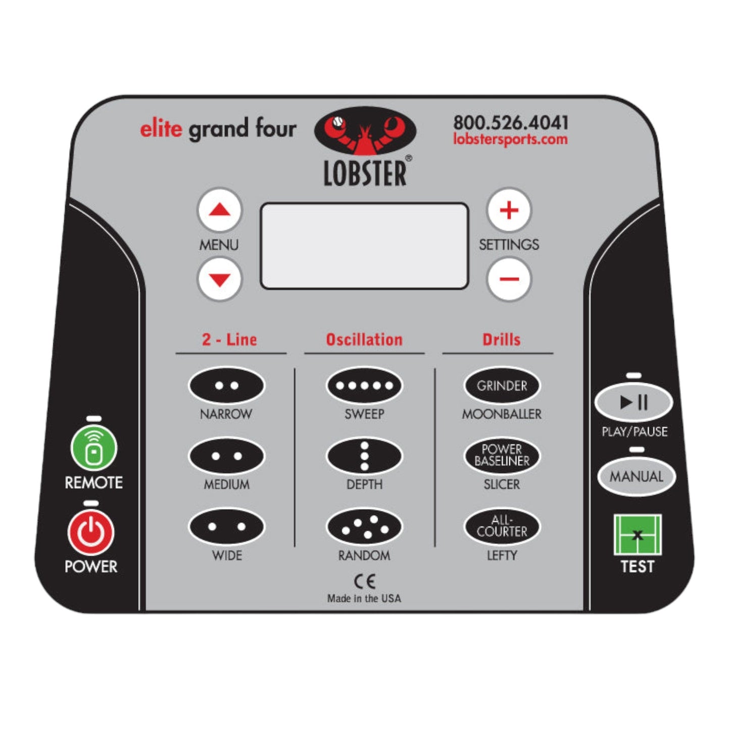 Lobster Sports Elite Grand Four Tennis Ball Machine – Digital Training Partner with 6 Drills