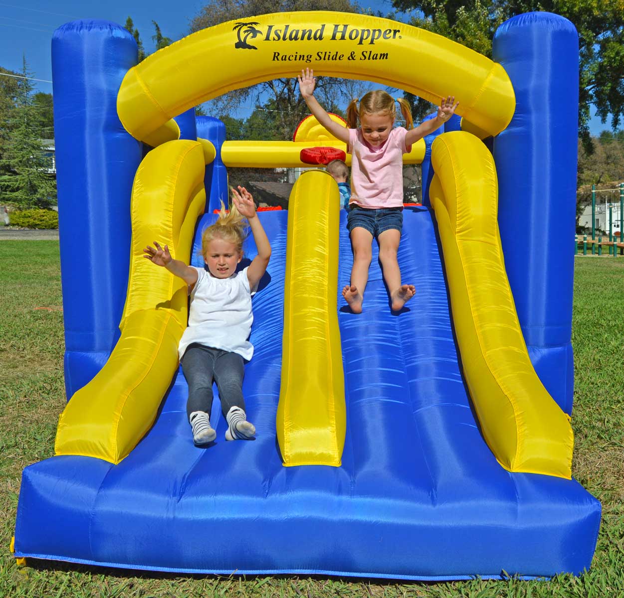 Island Hopper Racing Slide and Slam Kids Bounce House
