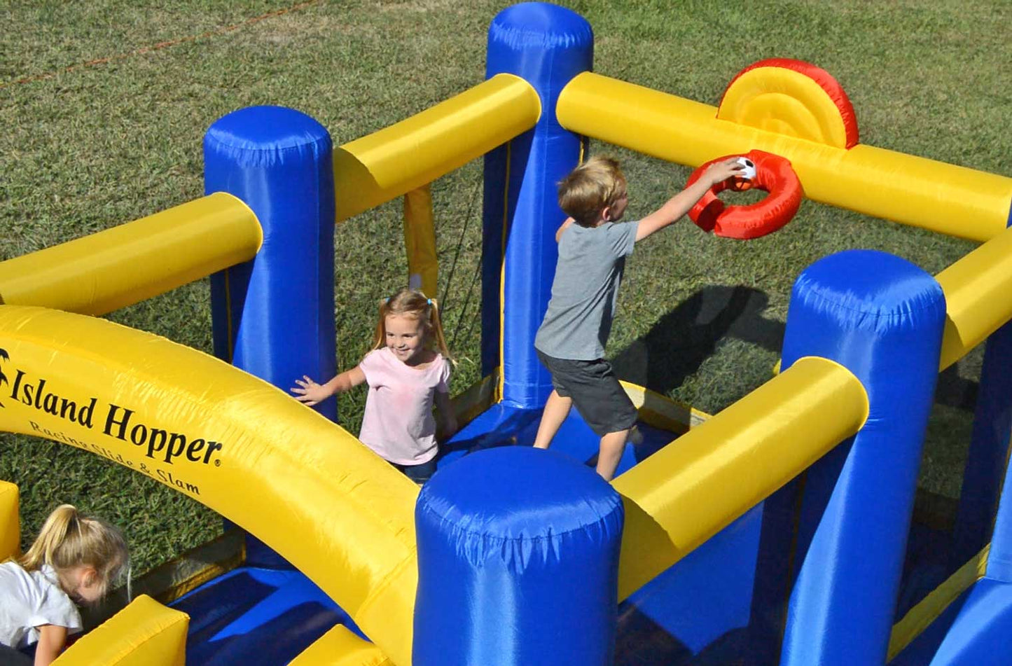 Island Hopper Racing Slide and Slam Kids Bounce House