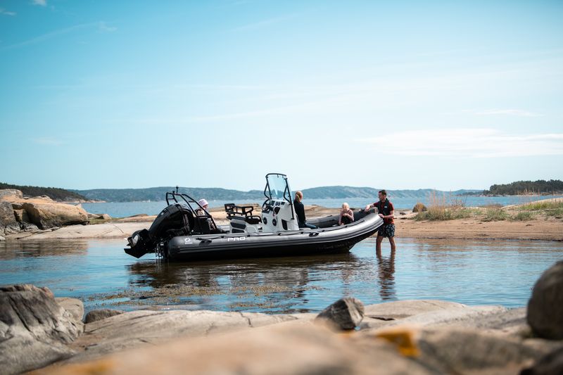 Zodiac Pro 6.5 RIB fishing with new fishing bolster in open waters