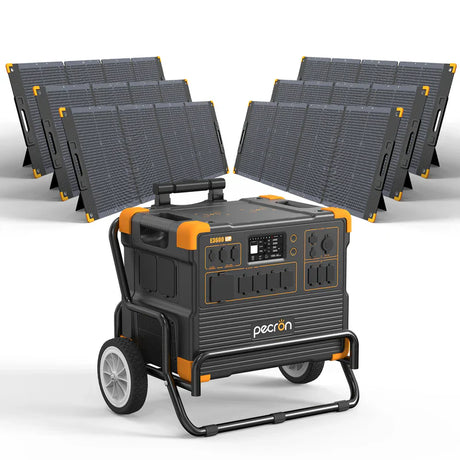 Pecron E2000LFP portable power station charging devices at a campsite.