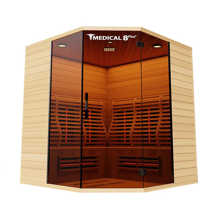 Luxury sauna collection featuring infrared, traditional, hybrid saunas, and portable sauna blankets from HEALiX and Medical Saunas