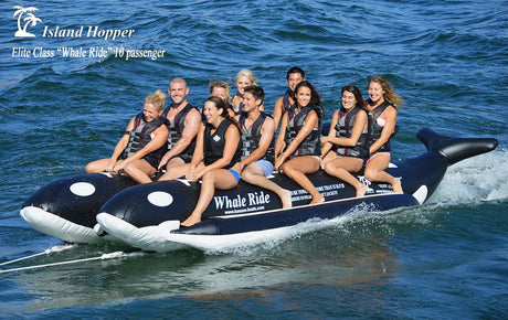 Island Hopper water trampoline for lakefront fun